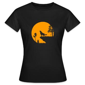 Loup Pleine Lune - T-shirt Femme - noir - Devant - AI Model Female 172 dark (172cm)