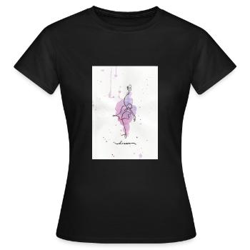 Dancing Girl dreaming on Watercolor - Frauen T-Shirt - Schwarz - Vorne - AI Model Female 172 dark (172cm)