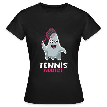 Match de tennis Balle Joueur de tennis Tennis Ghost - T-shirt Femme - noir - Devant - AI Model Female 172 dark (172cm)