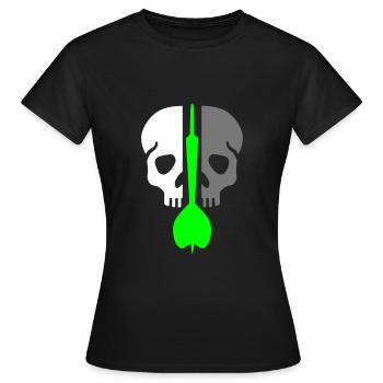 Geteilter Schädel und Dartpfeil - Frauen T-Shirt - Schwarz - Vorne - AI Model Female 172 dark (172cm)
