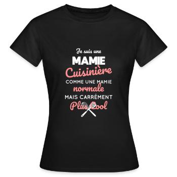Mamie cuisinière comme une mamie normale plus cool - T-shirt Femme - noir - Devant - AI Model Female 172 dark (172cm)