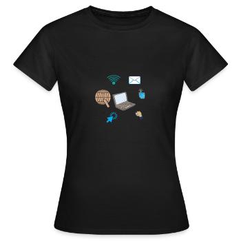ORDINATEUR CONNECTE - T-shirt Femme - noir - Devant - AI Model Female 172 dark (172cm)
