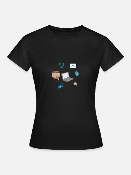 VERBUNDENER COMPUTER - Frauen T-Shirt - Schwarz