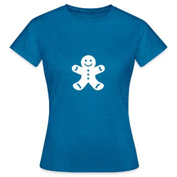 Gingerbread Man - T-shirt Femme - bleu saphir antique chiné - Devant - AI Model Female 172 dark (172cm)