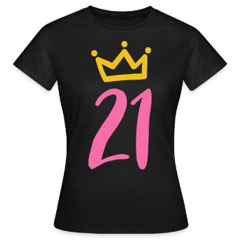 21e anniversaire Vœux d’anniversaire - T-shirt Femme - noir - Devant - AI Model Female 172 dark (172cm)