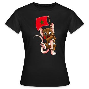 Marokko Fan Maus - Frauen T-Shirt - Schwarz - Vorne - AI Model Female 172 dark (172cm)