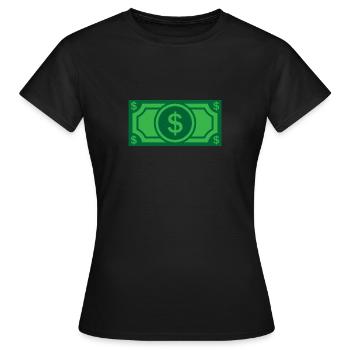 Geld, Money, Schein, Dollar - Frauen T-Shirt - Schwarz - Vorne - AI Model Female 172 dark (172cm)