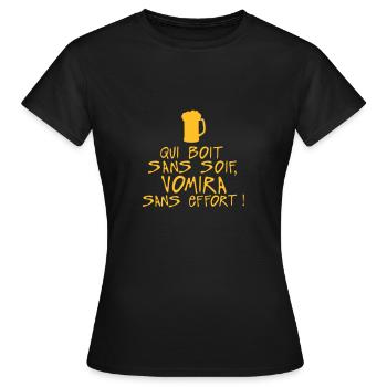 boit sans soif vomira effort citation - T-shirt Femme - noir - Devant - AI Model Female 172 dark (172cm)