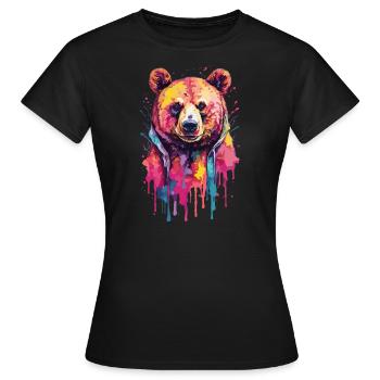 Björn Cool coloré en aquarelles. Illustration - T-shirt Femme - noir - Devant - AI Model Female 172 dark (172cm)