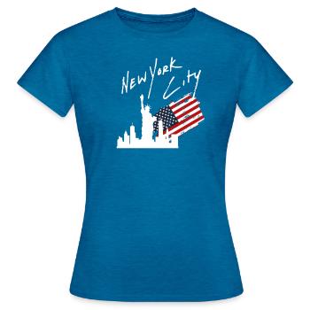 La ville de New York - T-shirt Femme - bleu saphir antique chiné - Devant - AI Model Female 172 dark (172cm)