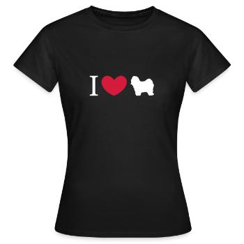 Tibet Terrier - I Love Tibet Terrier Silhouette - Women's T-Shirt - black - Front - AI Model Female 172 dark (172cm)