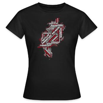 Etat de Hesse: villes et communes de Hesse - T-shirt Femme - noir - Devant - AI Model Female 172 dark (172cm)