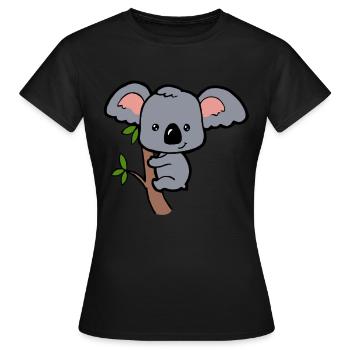 Koala Bär auf Baum Süßes Tierkind Zootier Geschenk - Frauen T-Shirt - Schwarz - Vorne - AI Model Female 172 dark (172cm)