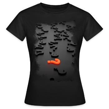Effet de point d'interrogation de conception 3D - T-shirt Femme - noir - Devant - AI Model Female 172 dark (172cm)