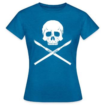 Crâne scalpel OP chirurgie médecine - T-shirt Femme - bleu saphir antique chiné - Devant - AI Model Female 172 dark (172cm)