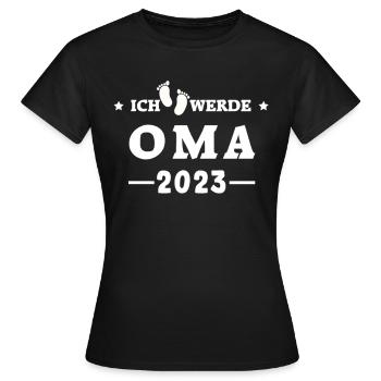 Ich werde Oma 2023 Babyfüße - Enkel Enkelkind - Frauen T-Shirt - Schwarz - Vorne - AI Model Female 172 dark (172cm)