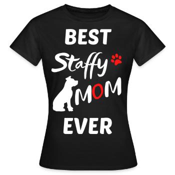 Staffordshire Terrier Dictons Meilleurs Chiens Maman - T-shirt Femme - noir - Devant - AI Model Female 172 dark (172cm)