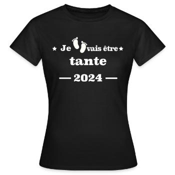 Je vais être tante2024 - T-shirt Femme - noir - Devant - AI Model Female 172 dark (172cm)