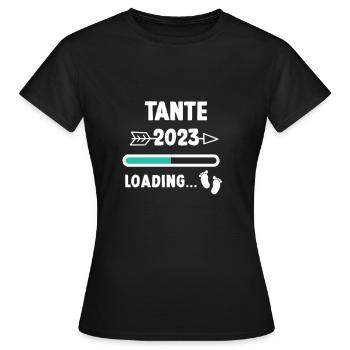 Ich werde Tante 2023 / Werdende Tante 2023 - Frauen T-Shirt - Schwarz - Vorne - AI Model Female 172 dark (172cm)
