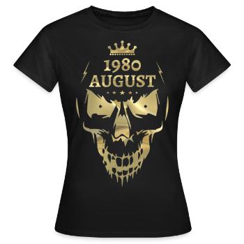 Août 1980 Crâne Or - T-shirt Femme - noir - Devant - AI Model Female 172 dark (172cm)