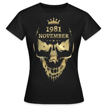 Novembre 1981 Crâne Or - T-shirt Femme - noir - Devant - AI Model Female 172 dark (172cm)