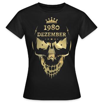 Décembre 1980 Crâne Or - T-shirt Femme - noir - Devant - AI Model Female 172 dark (172cm)
