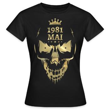 Mai 1981 Crâne Or - T-shirt Femme - noir - Devant - AI Model Female 172 dark (172cm)