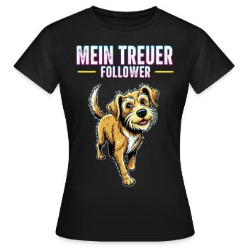 Mein freuer Follower Hund Comic Retro Design - Frauen T-Shirt - Schwarz - Vorne - AI Model Female 172 dark (172cm)