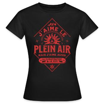 J'aime le plein air! - T-shirt Femme - noir - Devant - AI Model Female 172 dark (172cm)