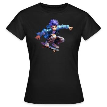 Anime Skater - T-shirt Femme - noir - Devant - AI Model Female 172 dark (172cm)