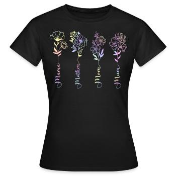 FLEURS DE LA FÊTE DES MÈRES - T-shirt Femme - noir - Devant - AI Model Female 172 dark (172cm)
