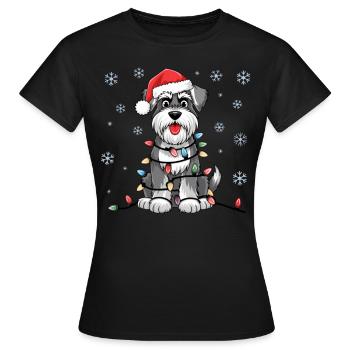 Standard Schnauzer Lumières de Noël Chiens de Noël - T-shirt Femme - noir - Devant - AI Model Female 172 dark (172cm)