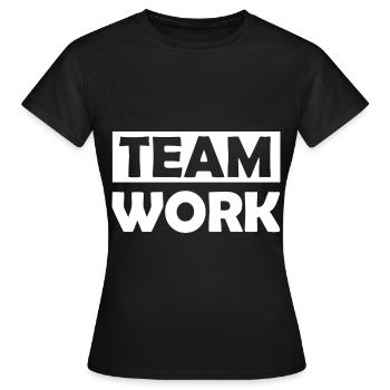 L’équipe au travail - T-shirt Femme - noir - Devant - AI Model Female 172 dark (172cm)
