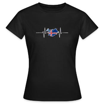 Island Herzschlag EKG Heartbeat Vintage Retro - Frauen T-Shirt - Schwarz - Vorne - AI Model Female 172 dark (172cm)