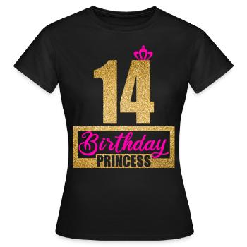 14. Geburtstag 14 Jahre 14er Birthday Princess - Frauen T-Shirt - Schwarz - Vorne - AI Model Female 172 dark (172cm)