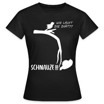 WItziger Spruch mit dickem Vogel für Übergewichtig - Frauen T-Shirt - Schwarz - Vorne - AI Model Female 172 dark (172cm)
