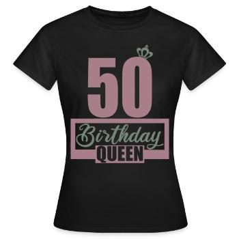 50e anniversaire 50 ans 50 années 50 Birthday Queen - T-shirt Femme - noir - Devant - AI Model Female 172 dark (172cm)