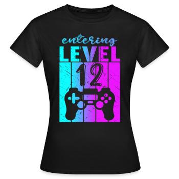 Level 12 Gaming Controller 12. Geburtstag - Frauen T-Shirt - Schwarz - Vorne - AI Model Female 172 dark (172cm)