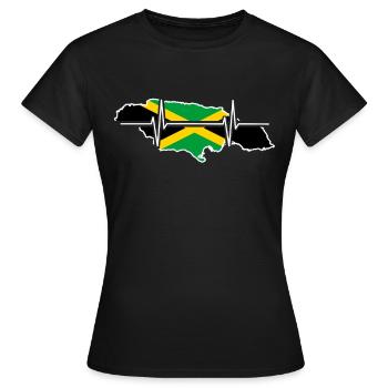 Jamaica Herzschlag Flagge Vintage Jamaica - Frauen T-Shirt - Schwarz - Vorne - AI Model Female 172 dark (172cm)