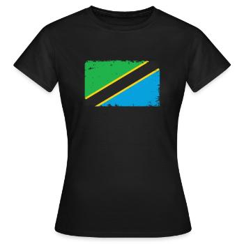 Tansania Herzschlag Flagge Vintage Tansania - Frauen T-Shirt - Schwarz - Vorne - AI Model Female 172 dark (172cm)