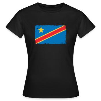 Kongo Herzschlag Flagge Vintage Kongo - Frauen T-Shirt - Schwarz - Vorne - AI Model Female 172 dark (172cm)