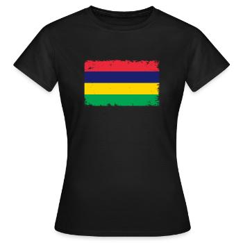 Mauritius Heartbeat Flag Vintage Mauritius - Women's T-Shirt - black - Front - AI Model Female 172 dark (172cm)