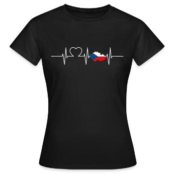 Tschechien Herzschlag Flagge Vintage Tschechien - Frauen T-Shirt - Schwarz - Vorne - AI Model Female 172 dark (172cm)
