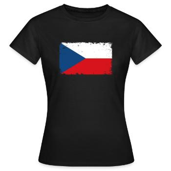 Tschechien Herzschlag Flagge Vintage Tschechien - Frauen T-Shirt - Schwarz - Vorne - AI Model Female 172 dark (172cm)