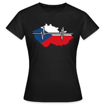 Tschechien Herzschlag Flagge Vintage Tschechien - Frauen T-Shirt - Schwarz - Vorne - AI Model Female 172 dark (172cm)
