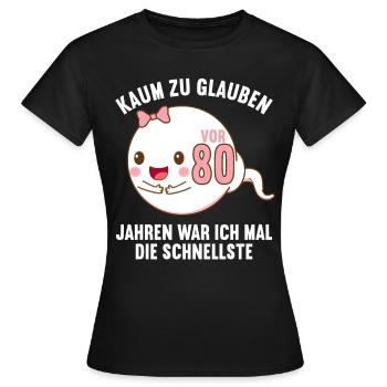 80 Jahre vor 80 Jahren schnellste 80. Geburtstag - Frauen T-Shirt - Schwarz - Vorne - AI Model Female 172 dark (172cm)