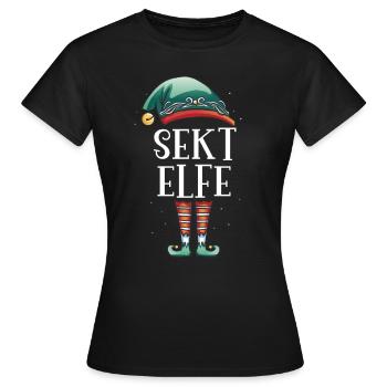 Weihnachten Partnerkostüm Sekt Elf Elfe Elfen - Frauen T-Shirt - Schwarz - Vorne - AI Model Female 172 dark (172cm)