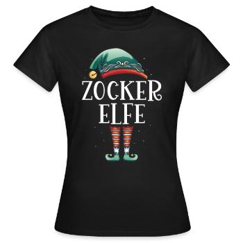Weihnachten Partnerkostüm Zocker Elf Elfe Elfen - Frauen T-Shirt - Schwarz - Vorne - AI Model Female 172 dark (172cm)