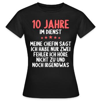 10 Jahre im Dienst 10 Jähriges Dienstjubiläum - Frauen T-Shirt - Schwarz - Vorne - AI Model Female 172 dark (172cm)