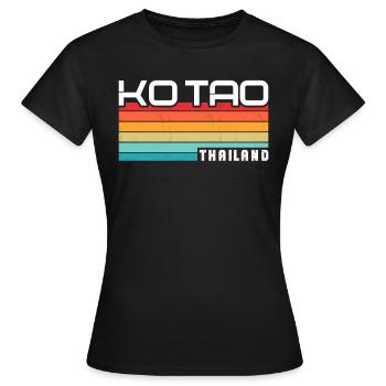 Vintage Thailand Vacation Asia Sunset Ko Tao - Frauen T-Shirt - Schwarz - Vorne - AI Model Female 172 dark (172cm)